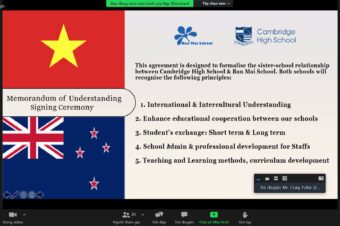 LỄ KÝ KẾT THOẢ THUẬN HỢP TÁC GIÁO DỤC QUỐC TẾ TRỰC TUYẾN GIỮA BAN MAI SCHOOL VÀ CAMBRIDGE HIGH SCHOOL – NEW ZEALAND